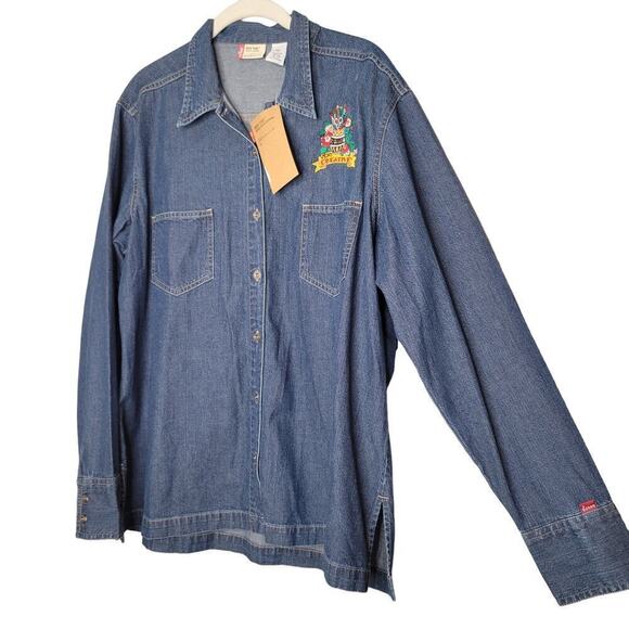 NEW Levi's Red Tab shirt womens size XL 100% cotton denim button up artsy crafty - Picture 1 of 11